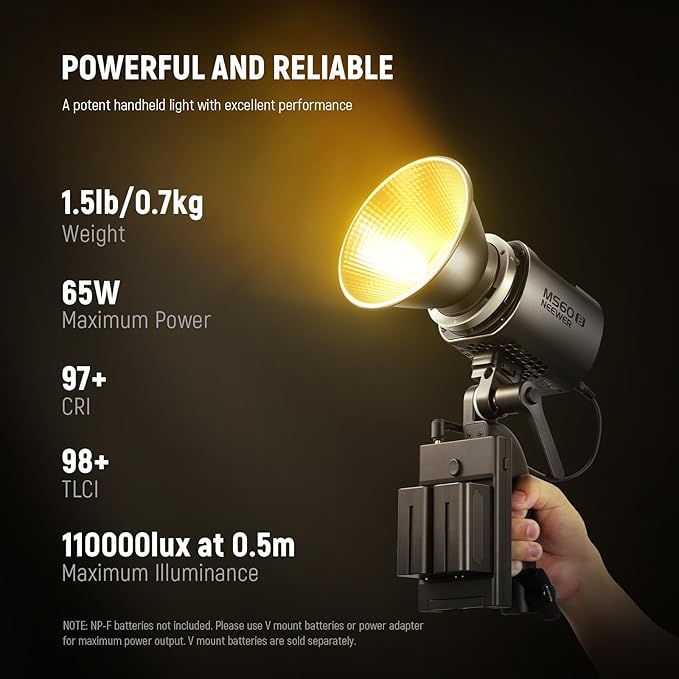 NEEWER MS60B LED Video Light 2.4G/APP Control, 65W Metal Mini Compact COB - Image 2