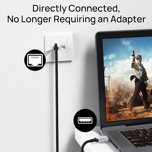 USB to Ethernet Cable 10 FT, USB 3.0 A to RJ45 Male Nylon Adapters, Gigabit - Image 3