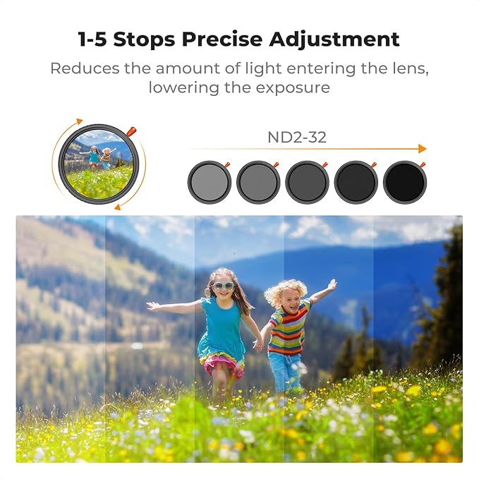 K&F CONCEPT 46mm Black Diffusion Mist Effect 1/4 & Variable ND2-32 & Circular - Image 5