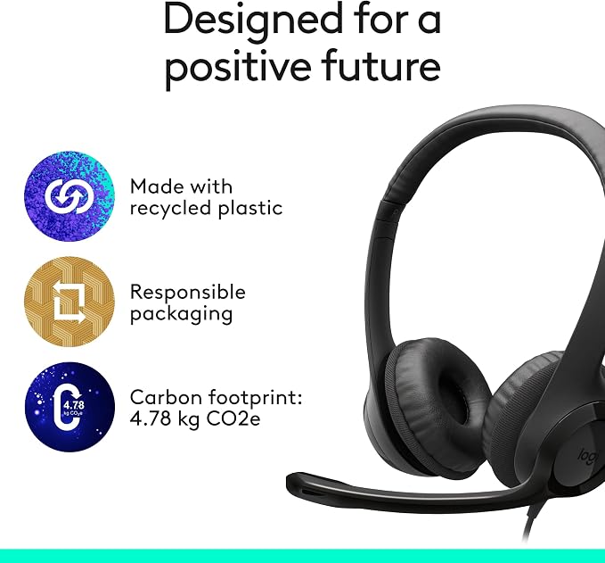Logitech H391 Wired Headset PC/Laptop Stereo Headphones - Graphite | Stereo headphones for PC or laptop, in-line controls, works with Chromebook - Image 7