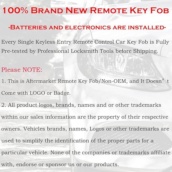 SUPALAND Keyless Entry Remote Control Key Fob Replacement Fits - Image 5