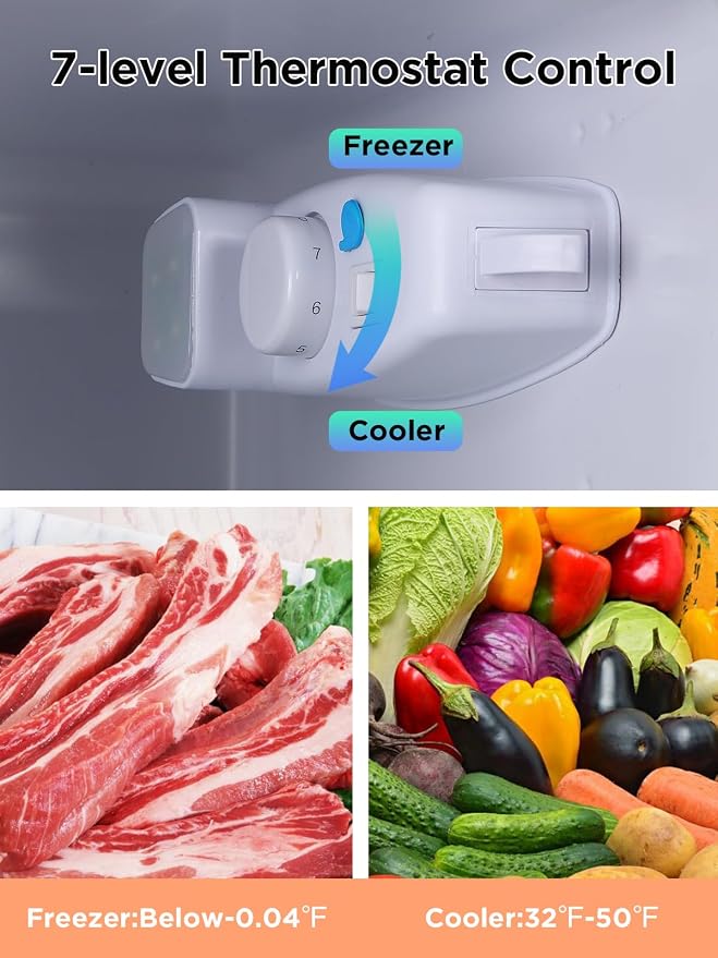 F.W.WOOLWORTHS 3.5 Cu.Ft Refrigerator with Freezer | Compact Fridge with 2 Doors for Office, Kitchen, Dorm and Bedroom, 7 Level Temp Adjustable Thermostat, Silver - Image 7