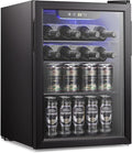 Antarctic Star 2.6cu.ft Wine Cooler/Cabinet Beverage Refrigerator, Small Mini Wine Cellar Fridge, Beer Soda Clear Front Glass Door, Quiet Operation, Adjust Temperature, Freestanding, Black by AntarcticStar