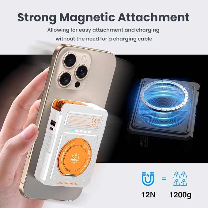 ummz for Magsafe Battery Pack 10000mAh,5-in-1 Magnetic Portable Charger with Wall Plug, Wireless Power Bank for Apple Watch,22.5W Fast Charging PowerBank for iPhone 17 Pro Max/16/15/14/13/12 - Image 5