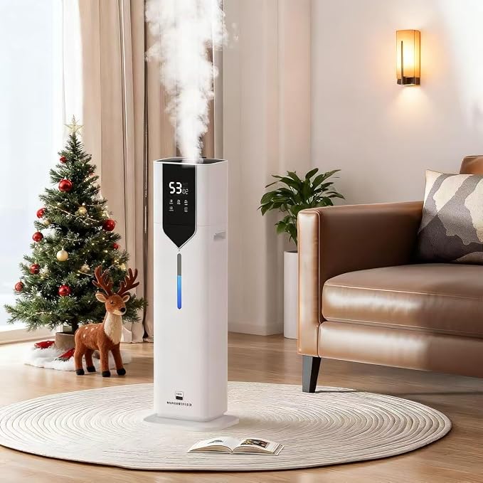 10L/2.6Gal Smart Humidifiers for Bedroom Large Room up to 600ft², 100H Runtime Cool Mist Top Fill, Ultra Quiet 30dB, Auto Control, Perfect for Bedroom, Office, Baby, White by Fierscial