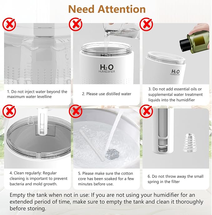 Portable Mini Humidifier, Auto Shut-Off, 2 Mist Modes, Quite, Small Humidifiers for Bedroom Travel Office Desk Plants(White) - Image 7