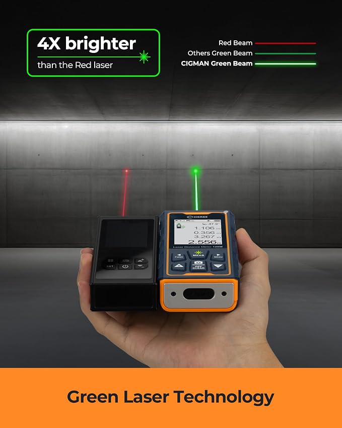 Laser Measuring Tool, CIGMAN 393ft Green-Beam Laser Measure, Outdoor Laser - Image 4