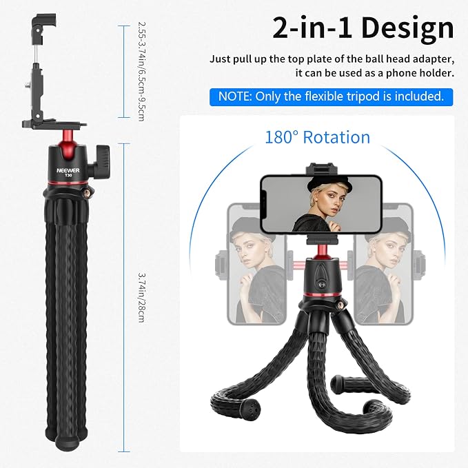 NEEWER Camera Tripod with Remote, Mini Flexible Vlog Phone Tripod Stand with - Image 3