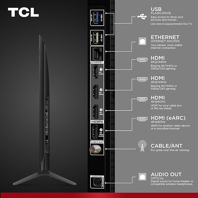 TCL 50 Inch Class QM6K Series | Mini LED QLED 4K HDR | 50QM6K, Latest Model | 120HZ-144HZ High Brightness Smart Google TV Dolby Atmos Onkyo Audio | Voice Remote Alexa Gaming Streaming Television - Image 5