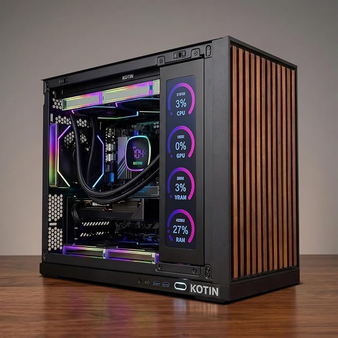 KOTIN Prebuilt Gaming PC, Ryzen 7 9700X, 32GB DDR5, RTX 5060 8GB, 1TB SSD | 360mm Liquid Cooled Gaming Desktop, 11.3in Smart Display, 650W 80+ Gold PSU, WiFi 7, Assembled in USA, Windows 11 ARGB Tower - Image 4