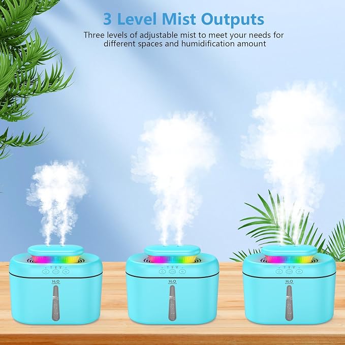 SZO Humidifiers for Bedroom, 2.5L Capacity, Auto Shut-Off, Easy to Fill & Clean, 16 dB Quiet Ultrasonic Humidifier for Large Room, Plants, Baby Nursery, Indoor, Night Light(Blue) - Image 6