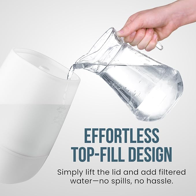 Fontaines Luxury Top-Fill Cool Mist Humidifier - 360° Ultra-Fine Spray, Whisper-Quiet Operation, Dishwasher-Safe Tank, Nightlight & Auto Shut-Off, Easy to Clean for Home, Bedroom, Baby Nursery - Image 3