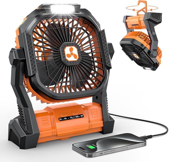 Portable Fan Rechargeable, Cordless Battery Powered Fan with LED Lantern, Small Table Fan, USB Battery Operated Fans for Travel Bedroom Home Camping Tent Office Beach Desk Picnic Barbecue Fishing by OnlyNewforYourLife