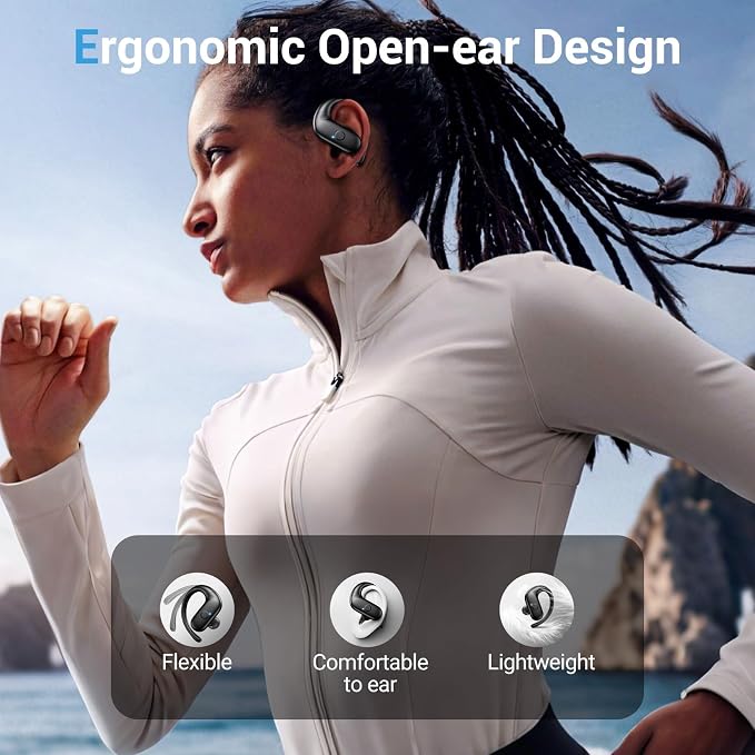 Sport Wireless Earbuds,60Hrs BT5.4 ENC IPX7 Waterproof Earhooks Deep Bass | 14.2mm drivers deliver rich stereo sound. Soft silicone ensures a secure, painless fit for long workouts. - Image 2