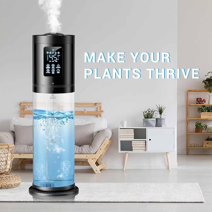 8L/2.1 Gal Humidifiers for Bedroom Large Room, 4 Levels Cool Mist Humidifier with Clear Tank, 7 Color Lights Essential Oil Diffuser with 16H Timer, Top Fill Air Humidifier for Home Plants - Image 5