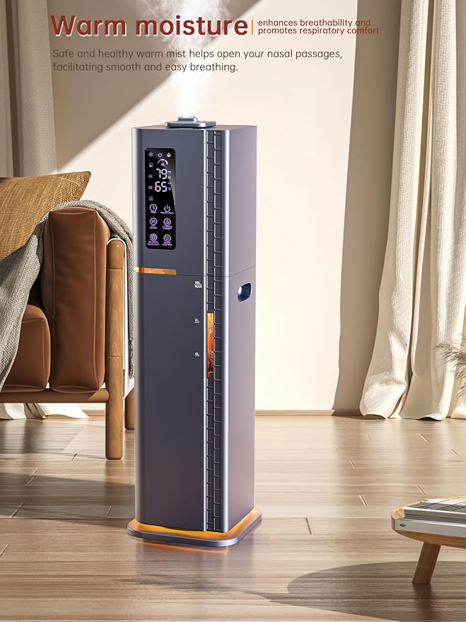 2.64Gal Humidifiers for Bedroom Large Room, Warm and Cool Mist up to 500ft², Ambient Light Top Fill Diffuser, 24H Timer, 3 Mist Modes, 35dB Quiet Humidifier for Home Office Plants - Image 5
