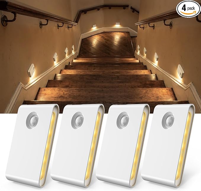 EZVALO 4 Pack Motion Sensor Night Lights Indoor, Rechargeable 1500mAh LED Stair by EZVALO