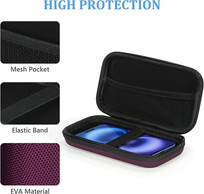 Hard EVA Carrying Case - GLCON Protective Electronic EVA Storage Case for Power Bank, Charger, Earbuds, Cell Phone, Battery - Portable Small Travel Bag with Mesh Inner Pocket + Zipper Enclosure - Image 4