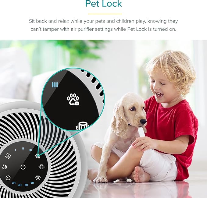 Levoit Air Purifier for Home Pets, Large Room Bedroom, AHAM VERIFIDE | HEPA Sleep Mode, Efficient Filter for Pet Dander, Odors, Captures Smoke, Dust, Pollen, Pet Lock, Core P350-P, Grey - Image 9