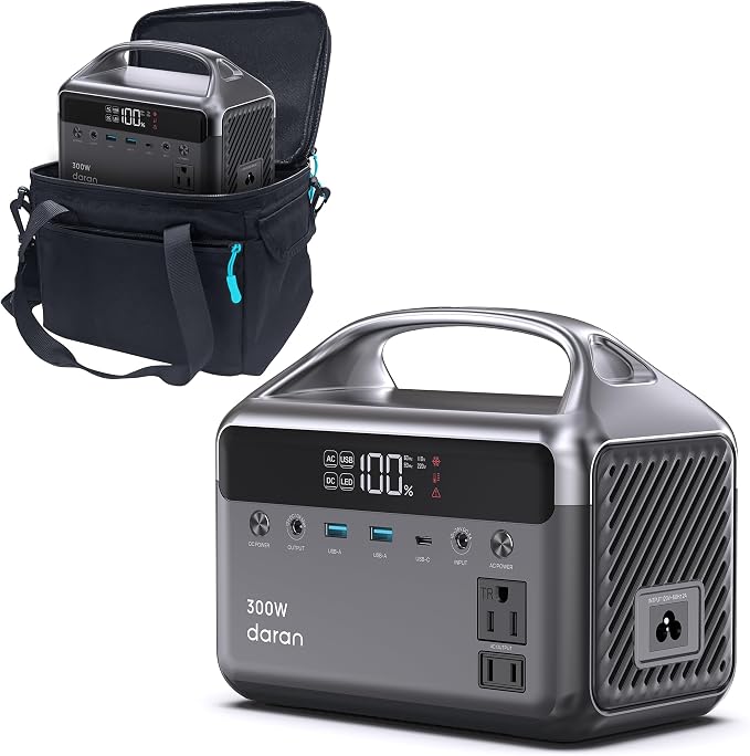 Portable Power Station 300W (600W Peak), 192Wh (60,000mAh) Mini Solar Generator, LiFeP04 Battery with AC Outlets, Fast Charing Power Bank 7 Port Design for Emergency, Hurricane (Solar Optional) by DARAN
