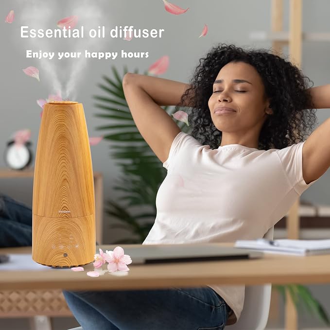 Cool Mist Humidifier,Elecameier Warm and Cool Mist Humidifier for Home/Bedroom with Remote Control Smart Air Humidifier for Desk/Office/Baby Bedroom 25dB Whisper Quiet with Auto Shut off light wood - Image 5