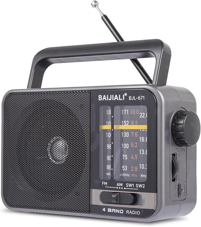 Portable AM/FM Transistor Radio with Loud Speaker, Battery or USB Powered - Compact Emergency Radio for Indoor, Outdoor, Travel & Storms (Model BJL-671) by Unknown