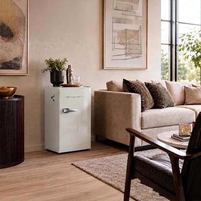 Frigidaire Retro Compact Fridge with Chiller, 3.2 cu ft Countertop Fridge with Built-In Bottle Opener, Compact Refrigerator for Office, Bedroom, Dorm Room or Cabin - 16.5"D x 19"W x 31"H (Moonbeam) - Image 11