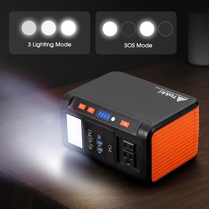 Takki 250W Portable Power Station 222Wh Camping Backup Lithium Battery with Pure Sine Wave AC Outlet 110V Solar Generator for Camping CPAP Home Use Backup Emergency Laptop - Image 8