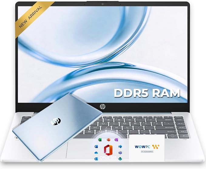HP Everyday Laptop with Copilot AI • 2026 Edition • 128GB SSD + 1TB OneDrive • AMD High Processor • Microsoft 365 • Thin & Portable • Long Battery Life • Windows 11 by Unknown