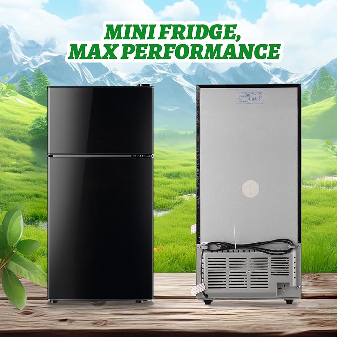 2.4 Cu.ft Mini Fridge with Top Freezer Apartment Size Dual Door Compact Refrigerator for Personal Use Small Fridge with Egg tray, 7 Temperature Control For Dorm, Black - Image 9