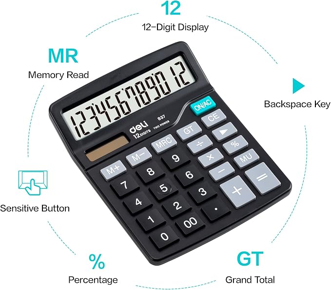 Calculator, Deli Standard Function Desktop Calculators - Image 6