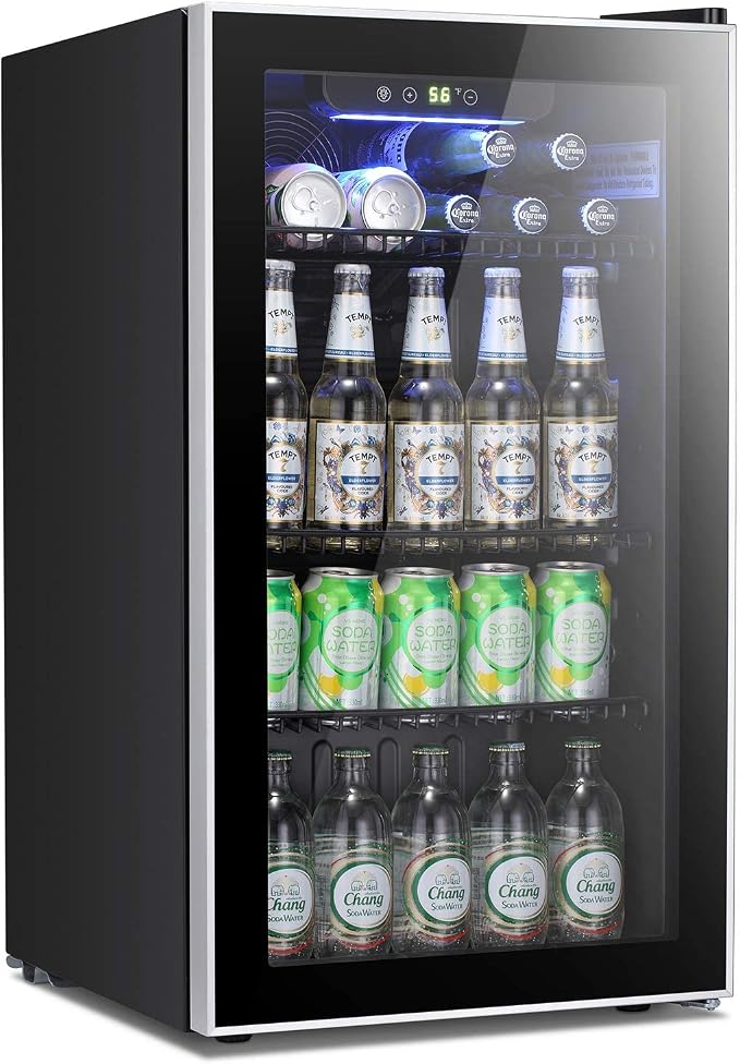 Antarctic Star Beverage Refrigerator Cooler -120 Can Mini Fridge Glass Door for Soda Beer or Wine Constant Glass Door Small Drink Dispenser for Home, Office Bar 3.2cu.ft | 120 can capacity, glass door for soda beer or wine, small drink dispenser clear ... by AntarcticStar