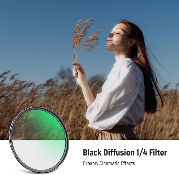 NEEWER 49mm Black Diffusion 1/4 Filter Dreamy Soft Cinematic Effect Filter - Image 2