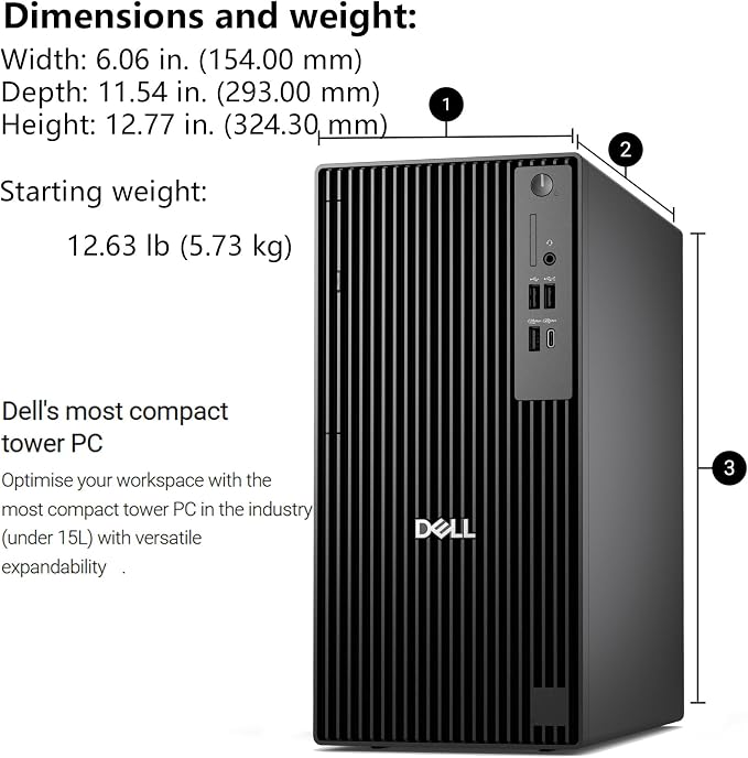 Dell Pro Tower Plus Core Ultra 7 265 32GB DDR5 2TB SSD Desktop Computer PC | AI-Ready, Intel 20-Core 13 TOPS NPU, DVD-RW, 3 DisplayPorts, 2 USB-C, Windows 11 Pro, Business Home Office - Image 6