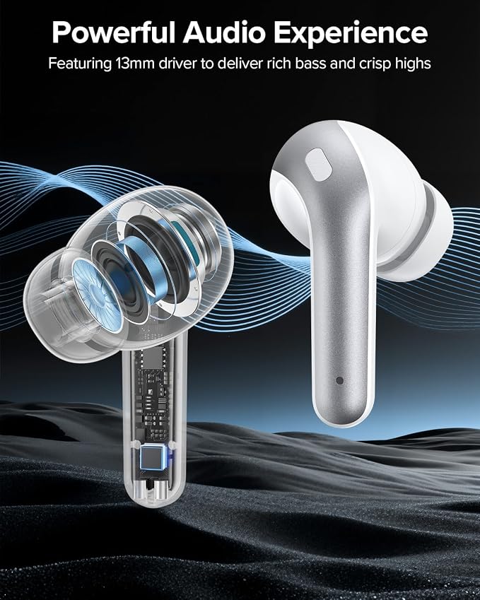 TAGRY Bluetooth Headphones True Wireless Earbuds 60H Playback LED Power Display Earphones with Wireless Charging Case IPX5 Waterproof in-Ear Ear buds with Mic for TV Smart Phone Laptop Computer Sports - Image 4