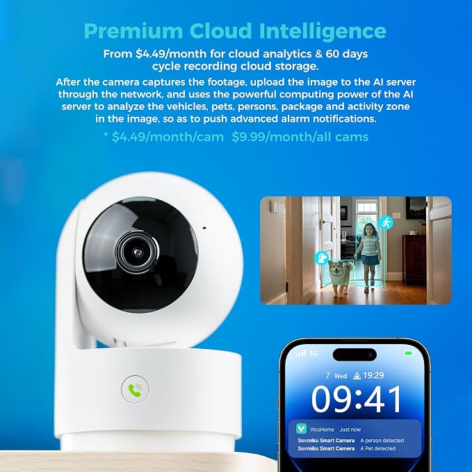 Vicohome 2K Indoor Security Camera, AI Tracking, 24/7 Recording, Pet/Baby - Image 5