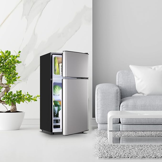 2.4 Cu.Ft Small Refrigerator with Freezer Dorm Mini Fridge Removable Plastic Shelves Ideal for Home, Office,Dormitory Silver - Image 8