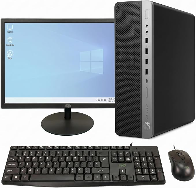 HP EliteDesk 800G4 PC,Core i5-8500,24'' Monitor,16G DDR4,128G SSD(Renewed) | SFF Desktop Computer PC, i5 up to 4.1GHz, 1T HDD, 24 inch FHD, WiFi 5, Bluetooth,Windows 11 Pro,Home or Office PC by Amazon+Renewed