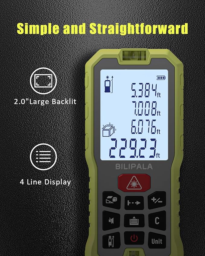 Laser Distance Measuring Tool, 70M/229ft Laser Measure, ±2mm Accuracy Laser - Image 4