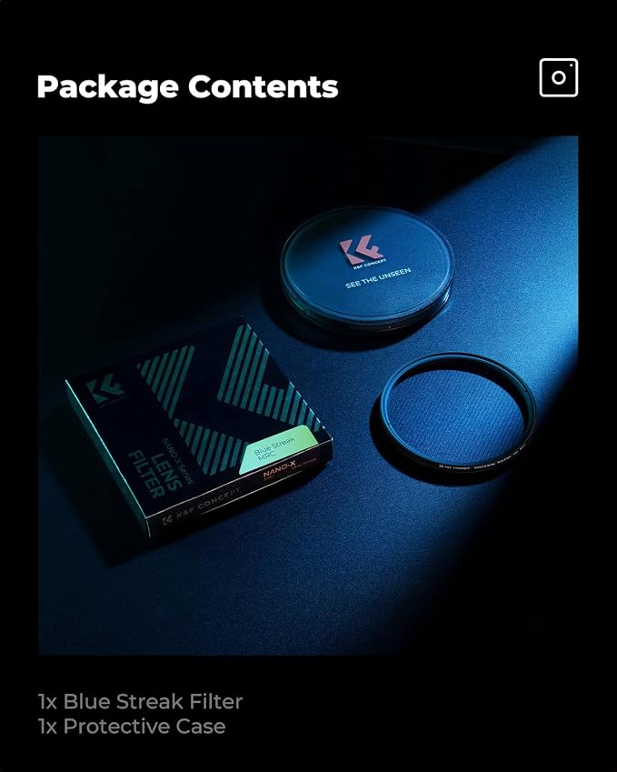K&F CONCEPT 62mm Blue Streak Effect Lens Filter Anamorphic Optical Glass Light - Image 7