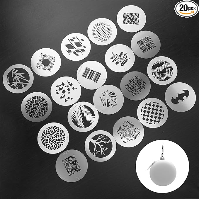 20Pcs Round Gobos Kit for Optical Snoot, 66mm/2.6in Metal Plate Patterns for by ZALUNERO