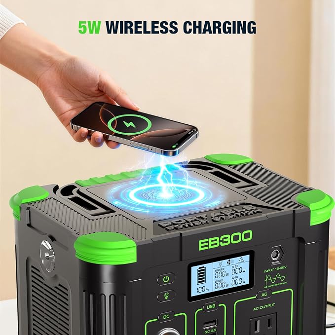 GRECELL Portable Power Station 300W, 288Wh Lithium Battery, 60W Fast Charging, Up to 300W(Peak 600W) AC Outlets, Solar Generator for Outdoor Camping RVs Home Use - Image 4