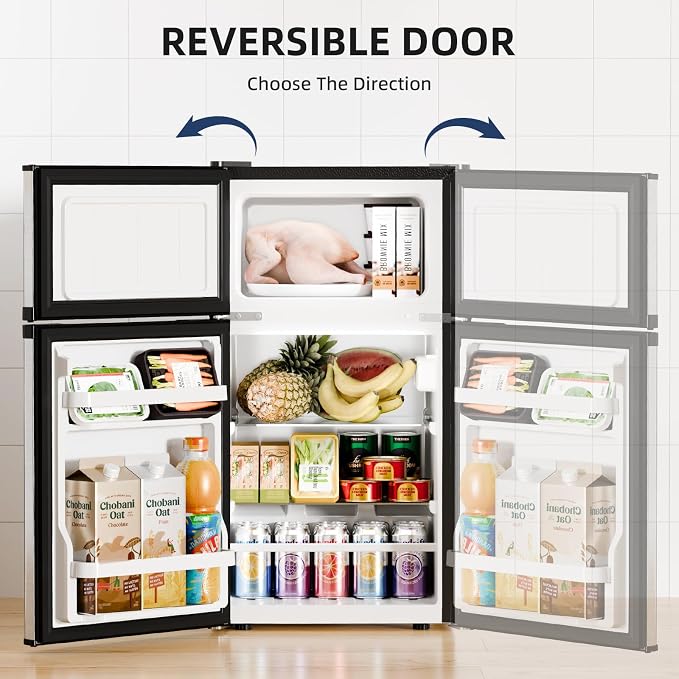 Antarctic Star Compact Mini Fridge with Freezer,Double Door with Adjustable Thermostat,Small Fridge Removable Shelves for Dorm/Office,2.45 Cu.Ft,STEEL - Image 7
