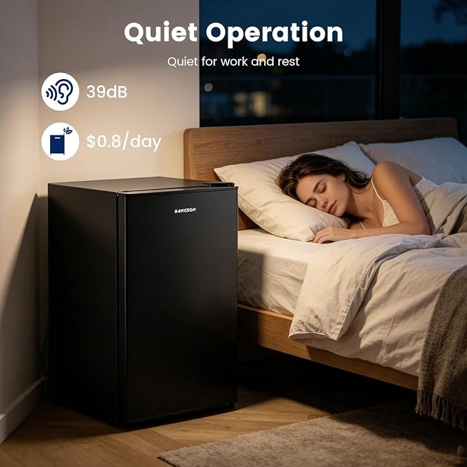 2.6 Cu Ft Small Fridge with Freezer for Office Black | Mini Refrigerator for Dorm Bedroom, Compact Fridge, Energy-efficient, Low Noise - Image 6