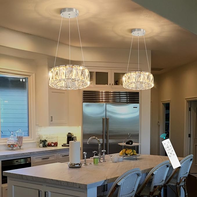 HAIXIANG Modern Crystal Chandelier Dimmable LED 8 Inch Ring Pendant Lights by HAIXIANG