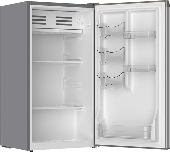 Frigidaire Mini Refrigerator, Compact Freezer Compartment, Adjustable Thermostat Control, Reversible Door, Contemporary Series, 3.2 cu ft, Platinum - Image 4