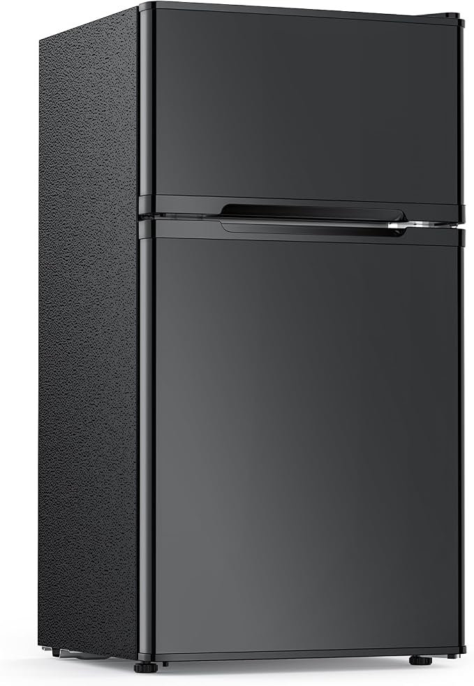Electactic 2.5 Cu.Ft Double Door Mini Fridge with Freezer, Black Compact Refrigerator for Dorm Office Apartment by Electactic