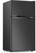 Electactic 2.5 Cu.Ft Double Door Mini Fridge with Freezer, Black Compact Refrigerator for Dorm Office Apartment by Electactic