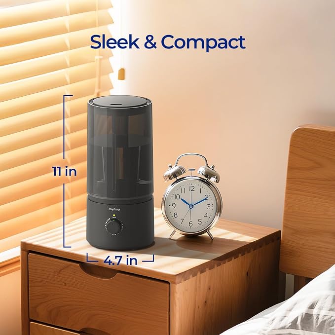 raydrop Humidifiers for Bedroom, Cool Mist Humidifiers for Babies, 1.70L Quiet Ultrasonic Humidifier, Space-Saving, Filterless, Auto Shut Off - (0.45 Gallon, US 110V) - Image 4