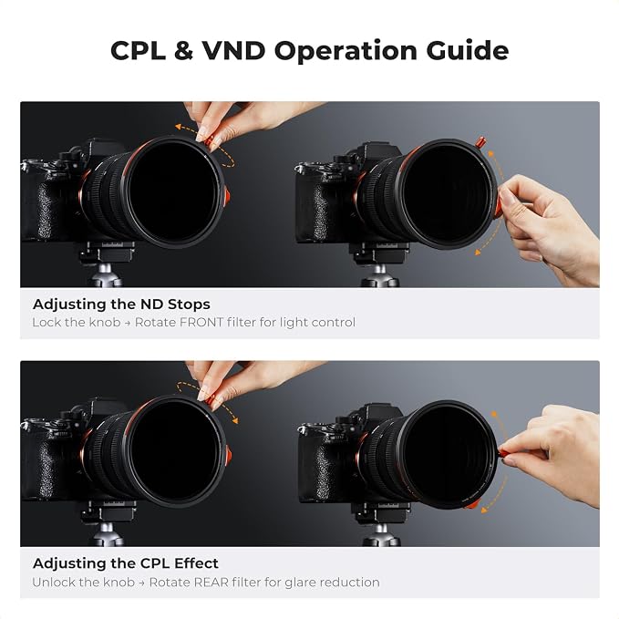 K&F CONCEPT 58mm Magnetic 1s Swap 5-Pack: CPL + VND2-32 + Black Diffusion 1/4 + - Image 8